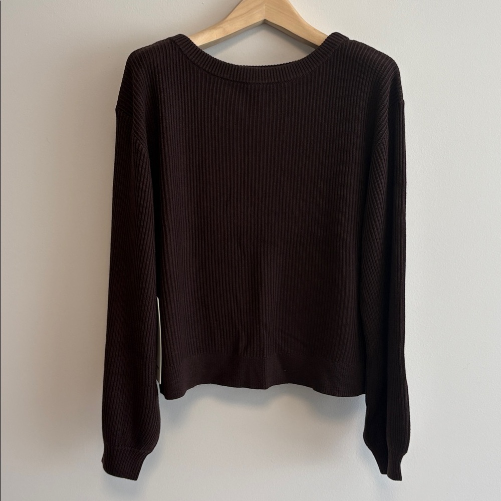 Lululemon espresso brown reversible sweater top sz 6 new